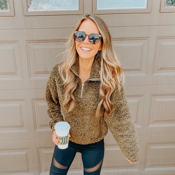 Olive Fleece Half Zip - Picture 1 of 1